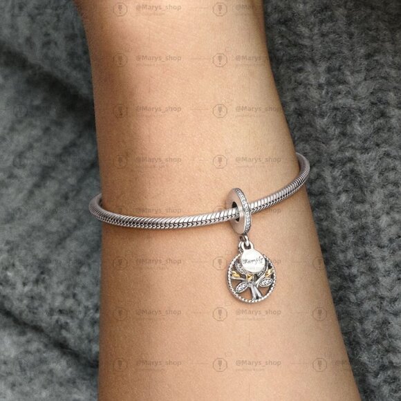 Pandora Family Heritage Dangle Charm with Cubic Zirconia|Two-tone - Picture 2 of 2